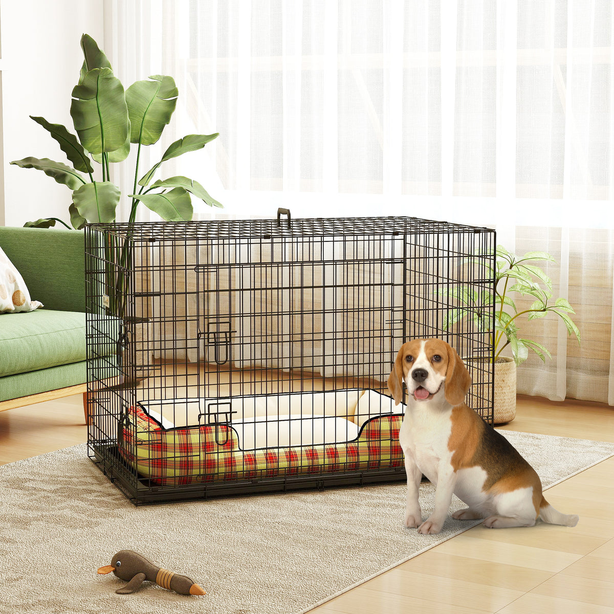 Cage pliante en acier pour chien, 2 portes – cage pour chien | Rundavo