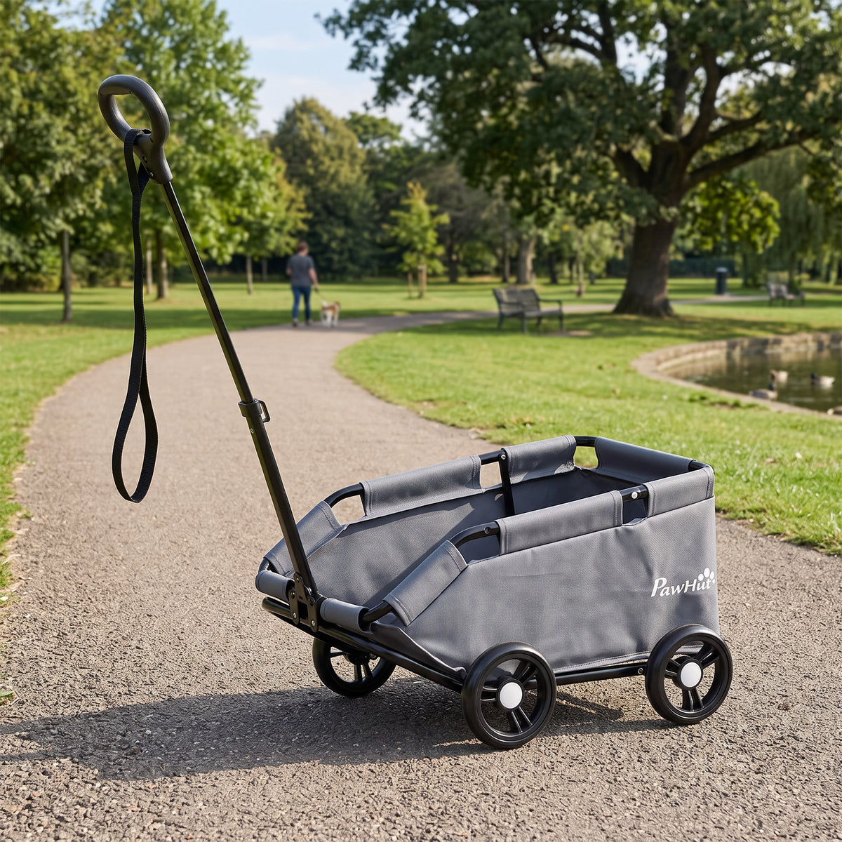 Chariot pliable ouvert pour petit chien, 4 roues – poussette pour chien | Rundavo