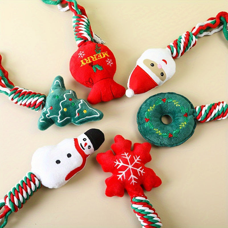Lot de 3 jouets de Noël : renne, sapin, bonhomme — jeu pour chien et chat | Rundavo