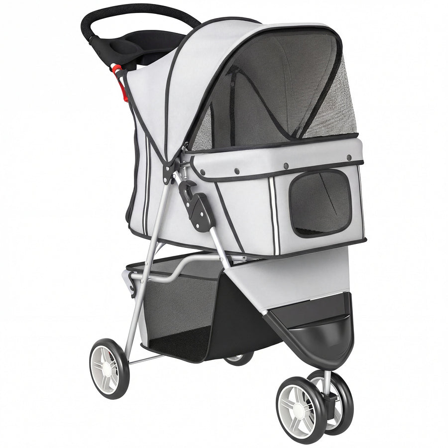 Poussette pliable pour chien, 4 roues et auvent – poussette pour chien | Rundavo