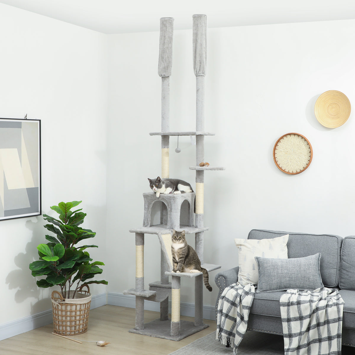 Arbre à chat sol-plafond 225-255 cm, 6 niveaux – arbre à chat | Rundavo