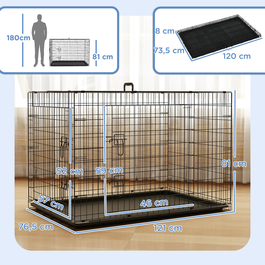 Cage pliante en acier pour chien, 2 portes – cage pour chien | Rundavo