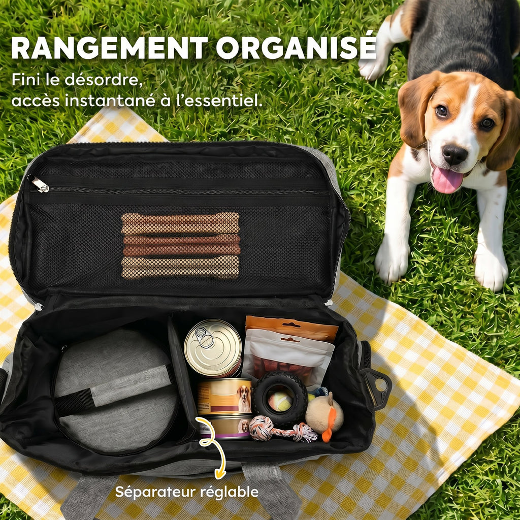 Sac de balade chien avec bol pliable et sacs à croquettes – sac de balade pour chien | Rundavo