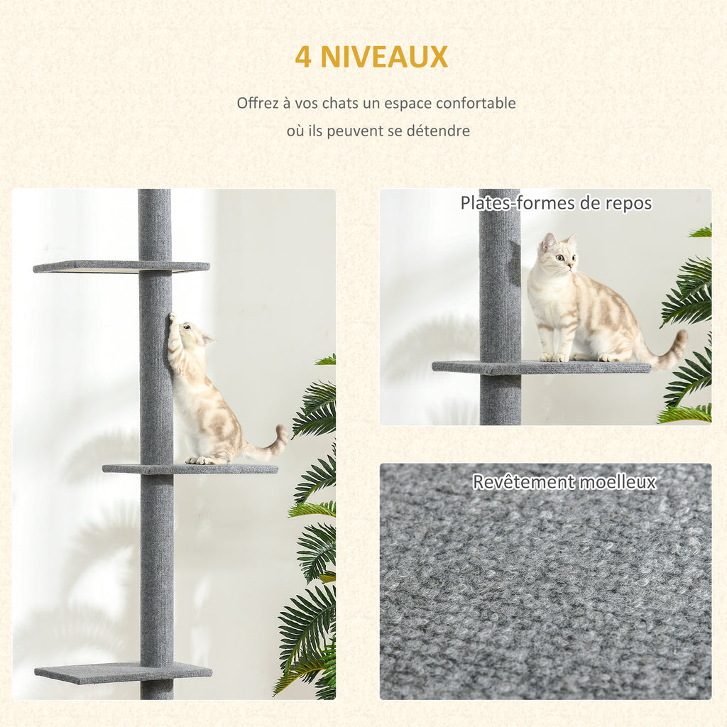 Arbre à chat sol-plafond 228-260 cm, 4 niveaux – arbre à chat | Rundavo