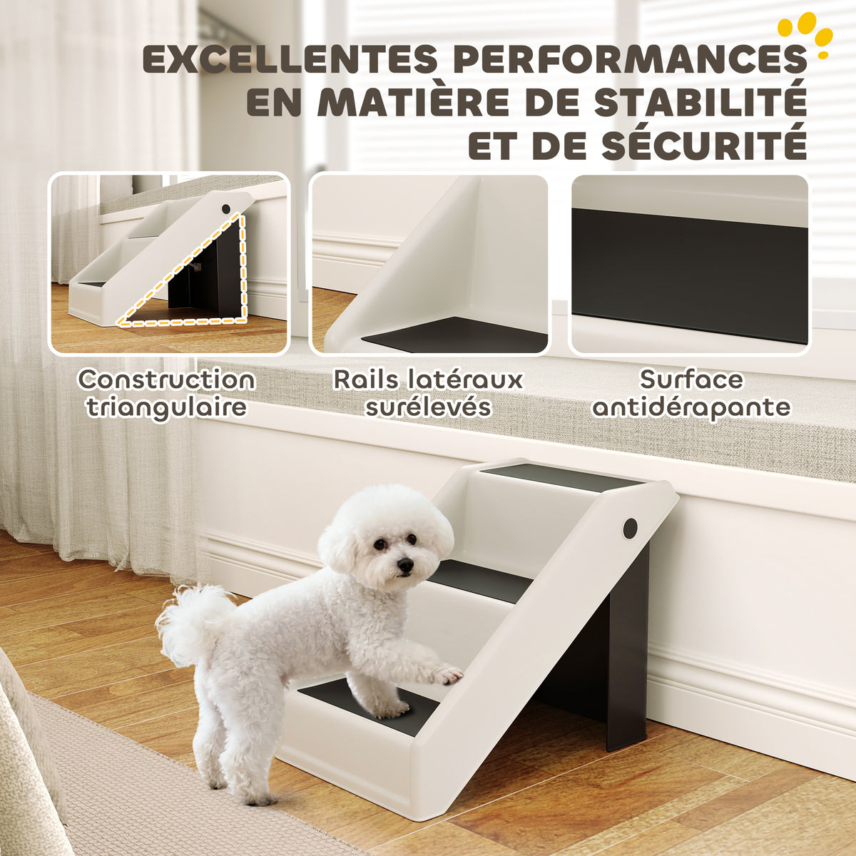 Escalier pliant 3 marches pour chien et chat – escalier pour chien | Rundavo