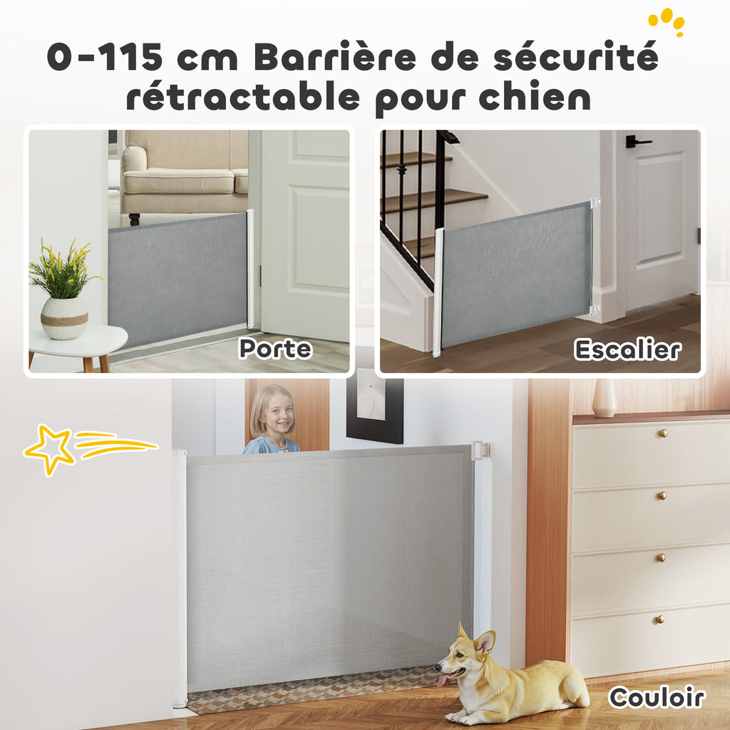 Barrière rétractable pour chien et chat, 115 x 83 cm – barrière pour chien | Rundavo