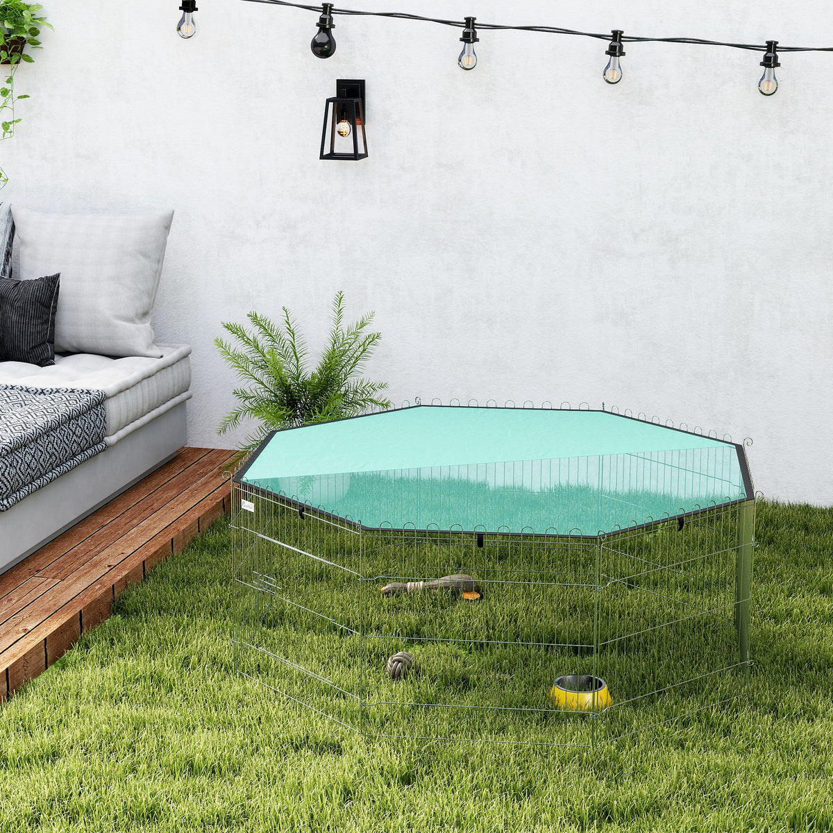 Parc pour chien 8 panneaux avec toit, 150 x 150 x 60 cm – parc pour chien | Rundavo