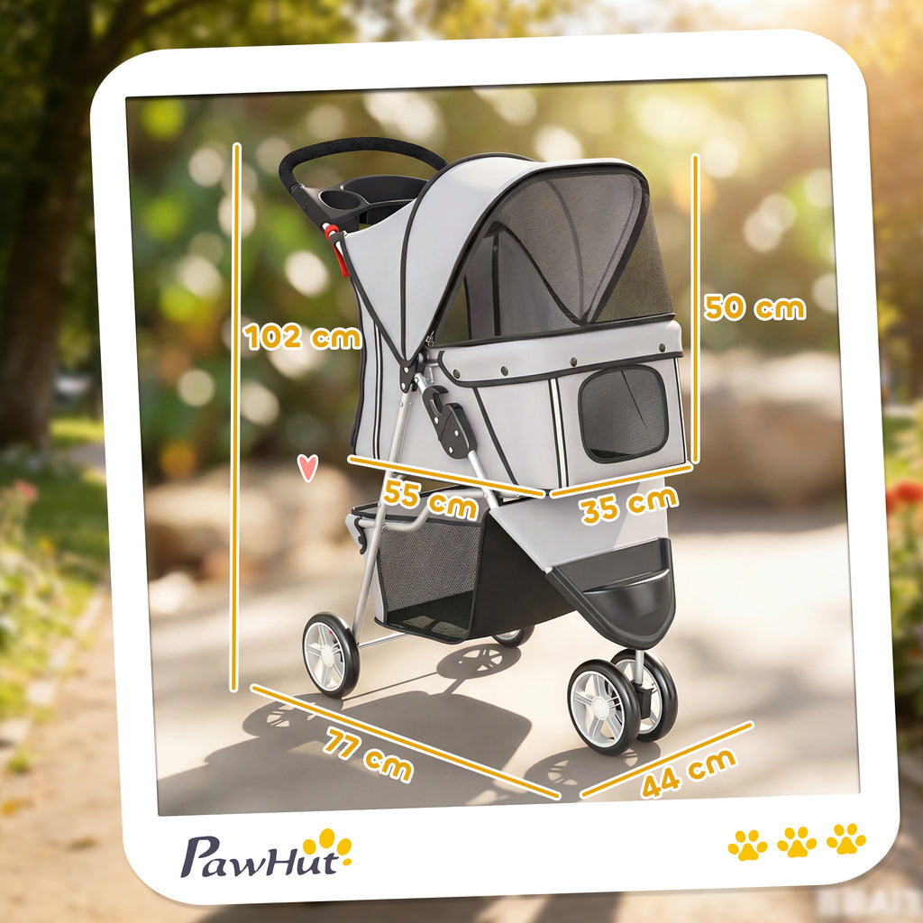 Poussette pliable pour chien, 4 roues et auvent – poussette pour chien | Rundavo