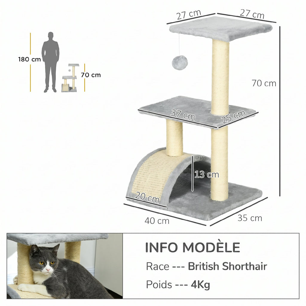 Arbre à chat 72 cm avec griffoir et balle – griffoir pour chat | Rundavo