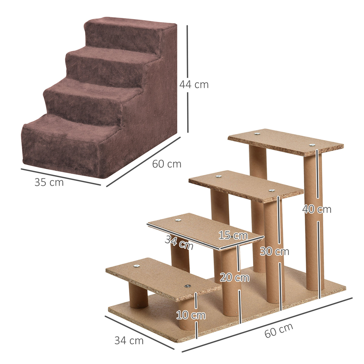 Escalier 4 marches en flanelle pour chien et chat – escalier pour chien | Rundavo
