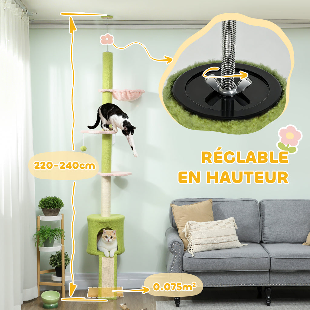 Arbre à chat sol-plafond 220-240 cm, plates-formes fleur – arbre à chat | Rundavo