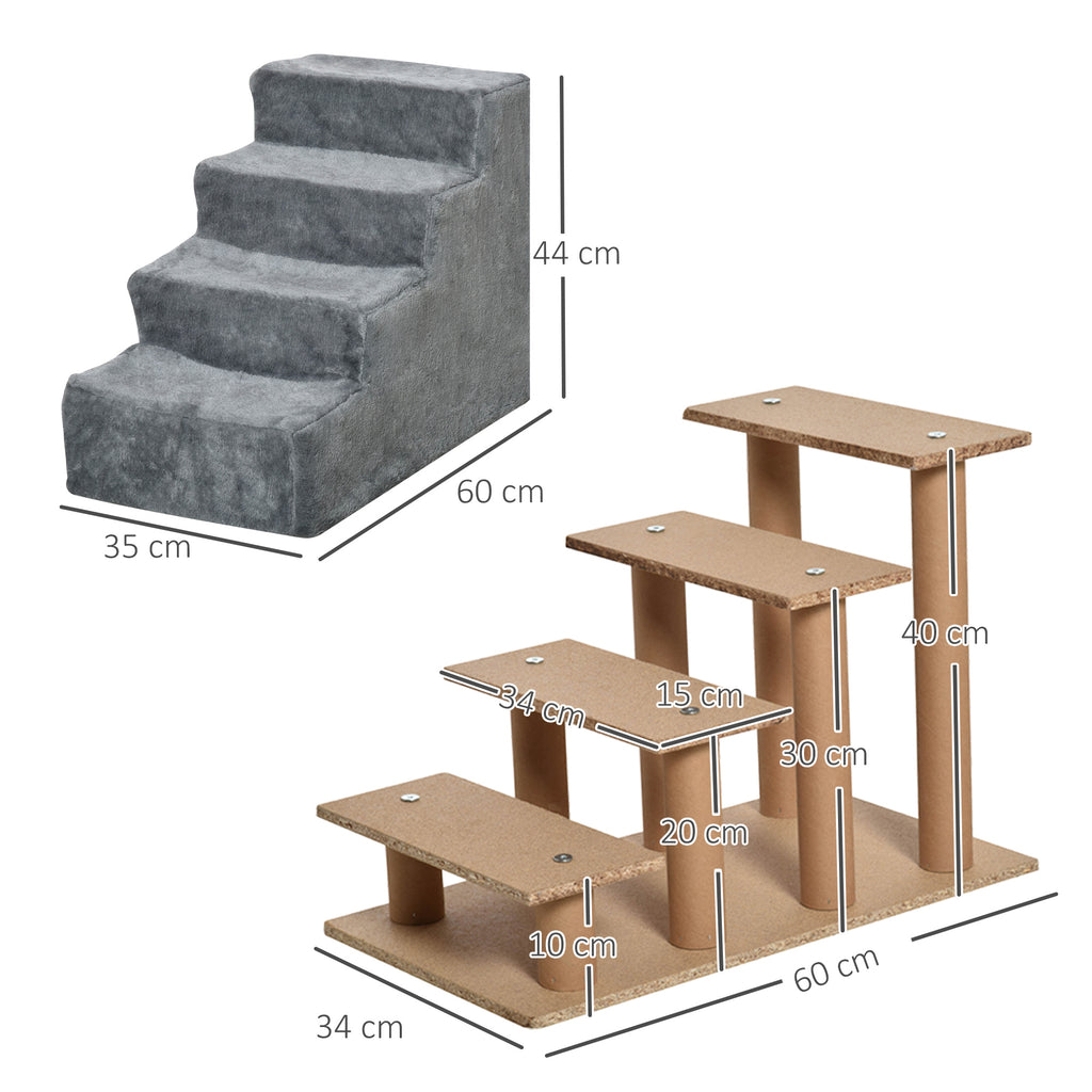 Escalier 4 marches en flanelle pour chien et chat – escalier pour chien | Rundavo