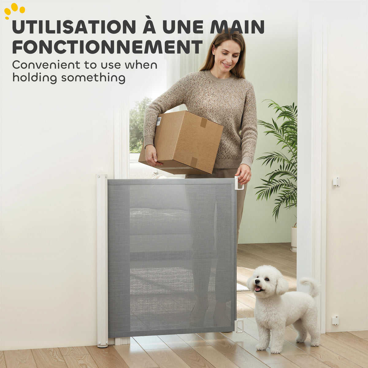 Barrière rétractable pour chien et chat, 115 x 83 cm – barrière pour chien | Rundavo
