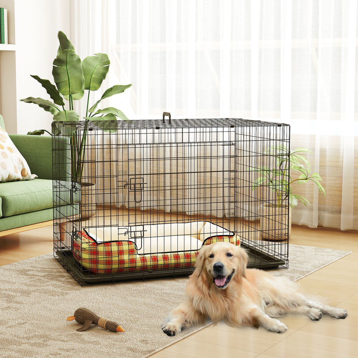 Cage pliante en acier pour chien, 2 portes – cage pour chien | Rundavo