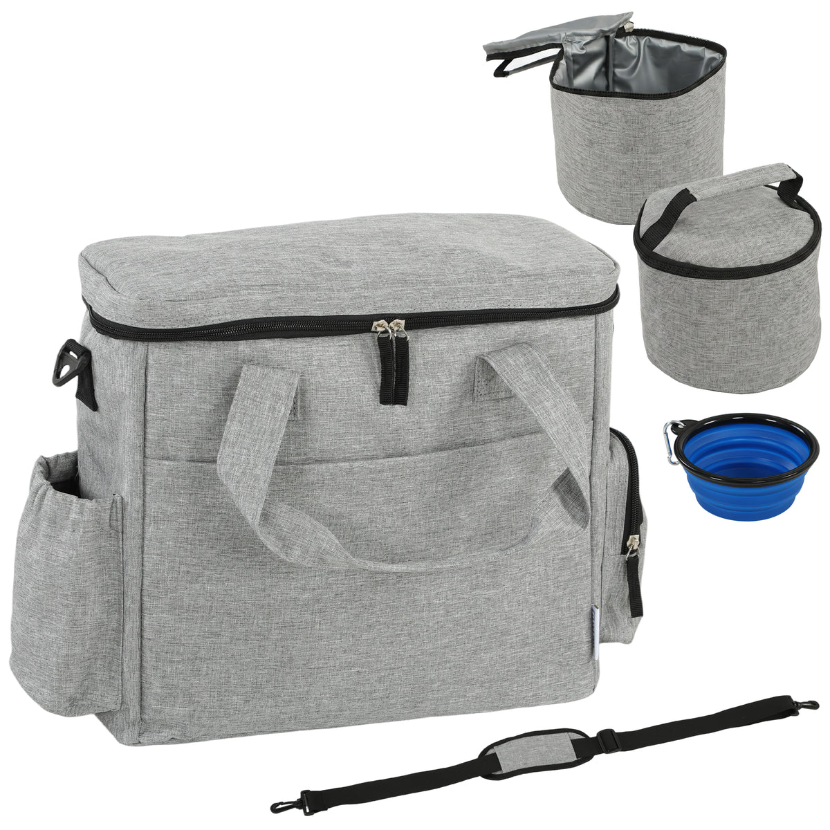 Sac de balade chien avec bol pliable et sacs à croquettes – sac de balade pour chien | Rundavo