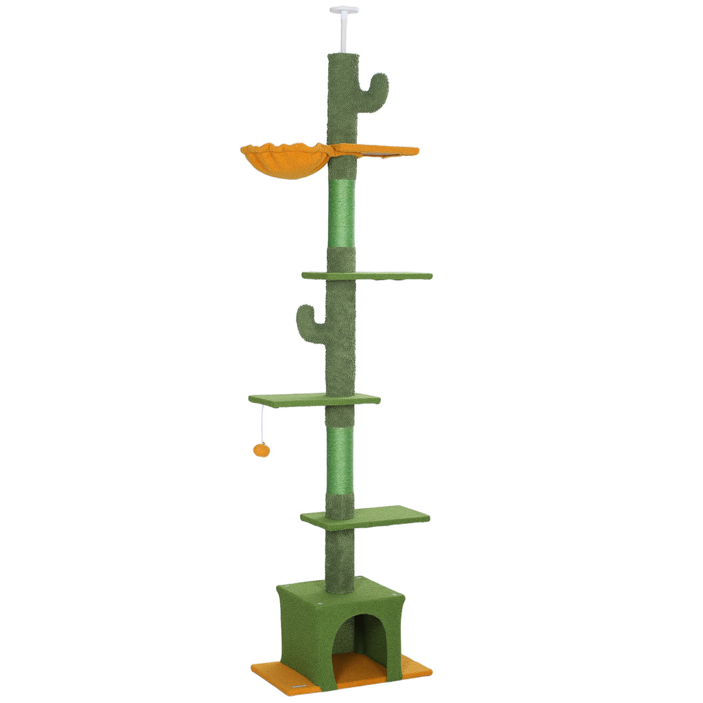 Arbre à chat 230-275 cm, 6 niveaux, niche et hamac – arbre à chat | Rundavo