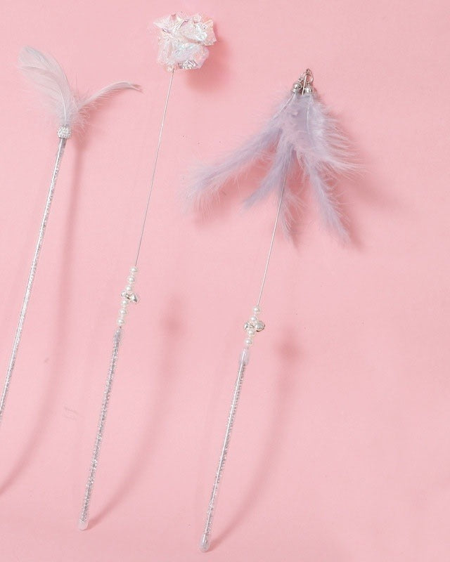 Canne à pêche pour chat avec plumes