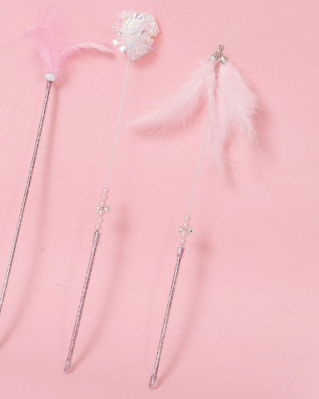 Canne à pêche pour chat avec plumes