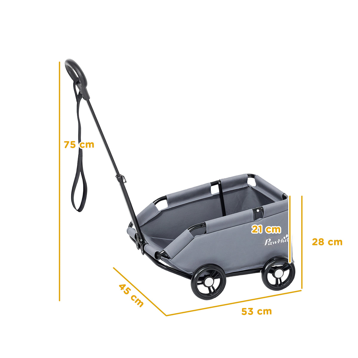 Chariot pliable ouvert pour petit chien, 4 roues – poussette pour chien | Rundavo