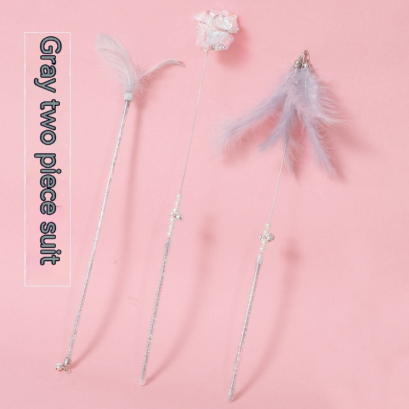 Canne à pêche pour chat avec plumes