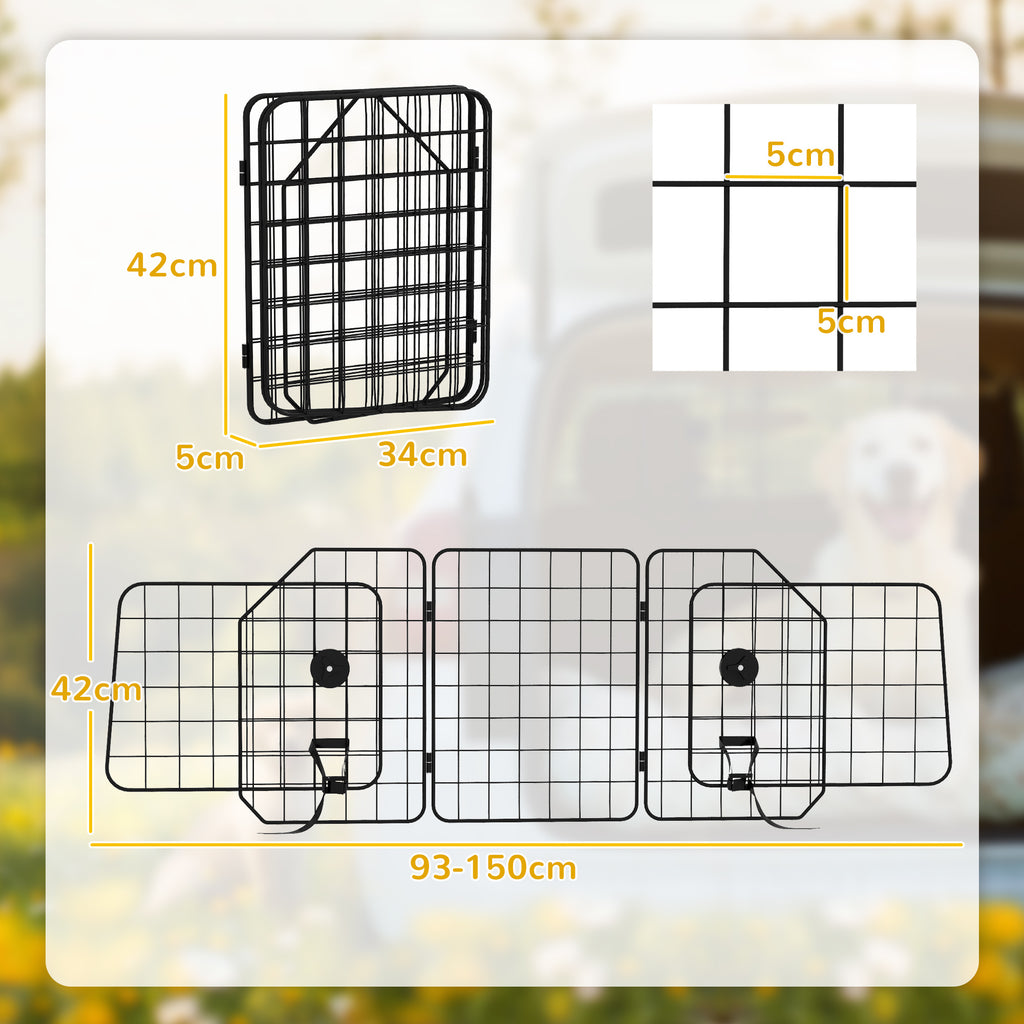 Grille de séparation voiture pour chien, 93-150 cm, pliable – grille voiture pour chien | Rundavo