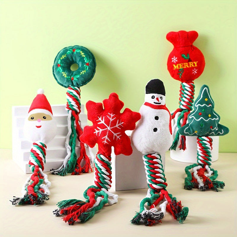 Lot de 3 jouets de Noël : renne, sapin, bonhomme — jouet pour chien et chat | Rundavo