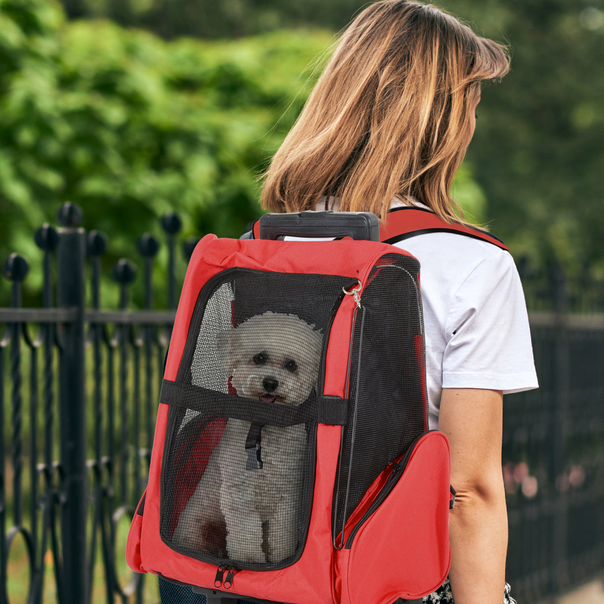 Sac de transport 2 en 1 à roulettes et sac à dos – sac de transport pour chien | Rundavo