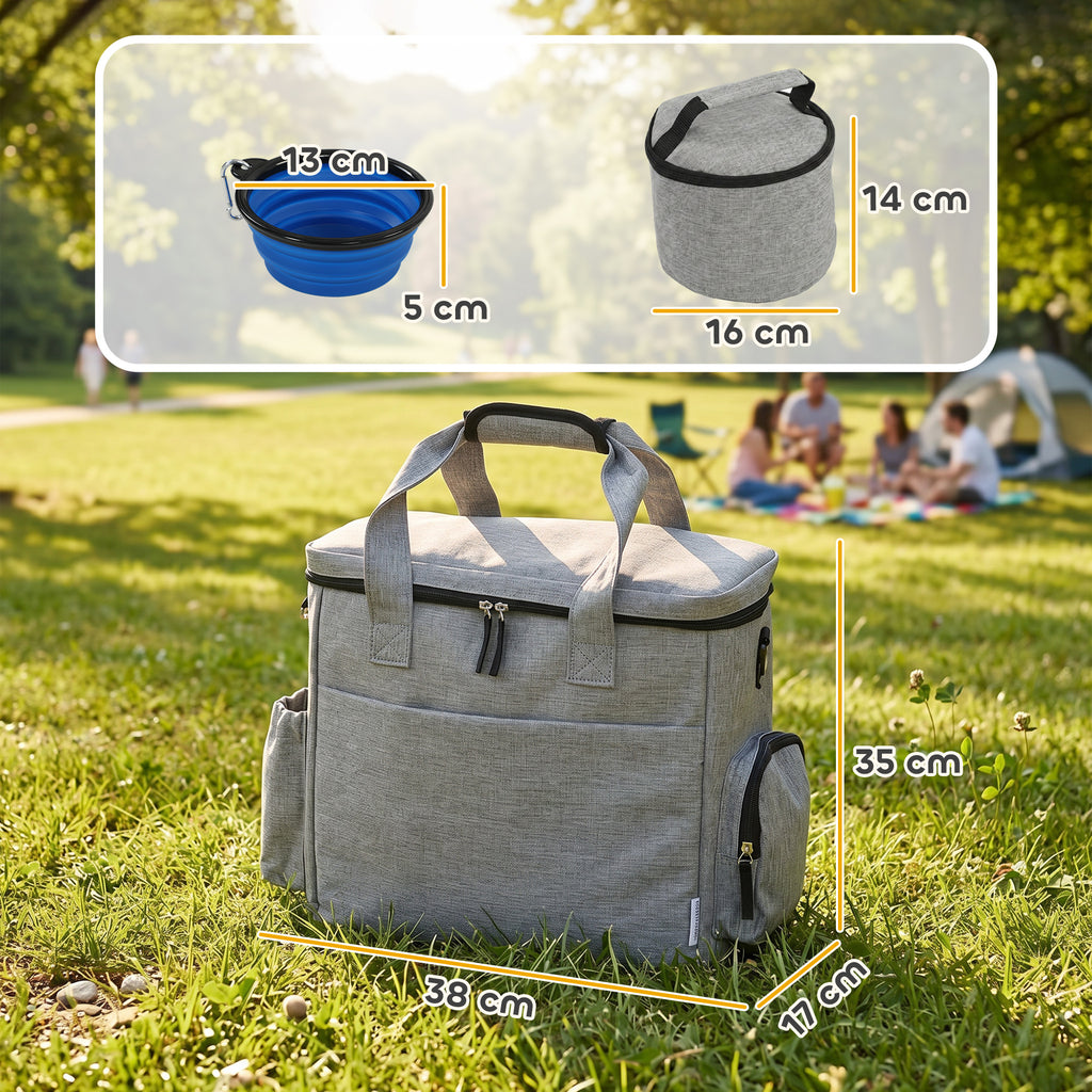 Sac de balade chien avec bol pliable et sacs à croquettes – sac de balade pour chien | Rundavo