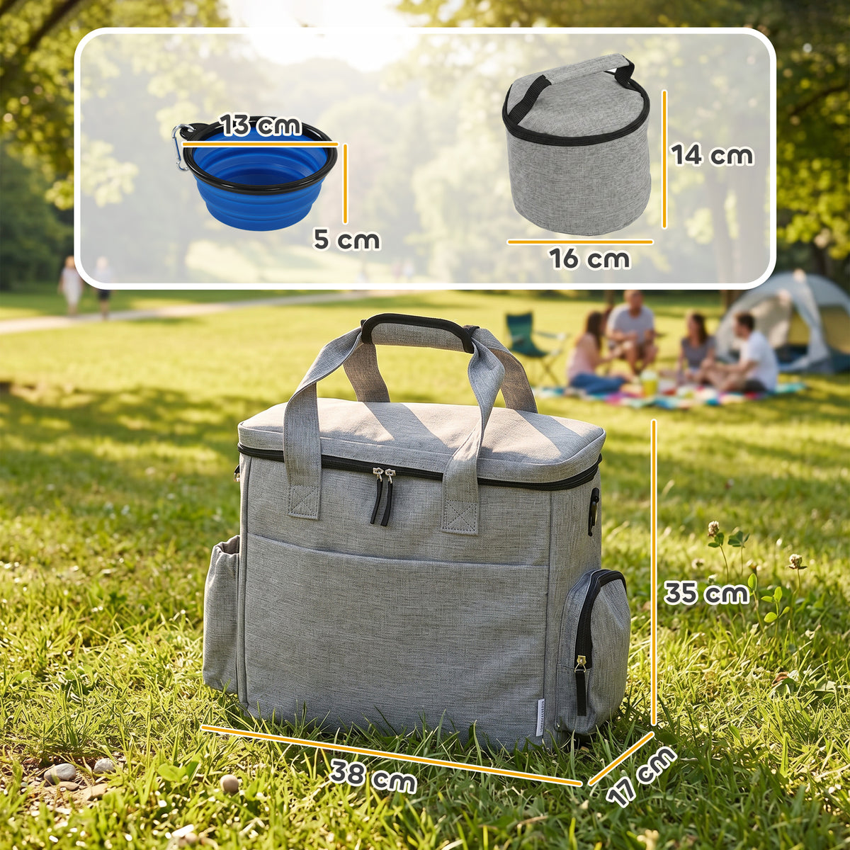 Sac de balade chien avec bol pliable et sacs à croquettes – sac de balade pour chien | Rundavo