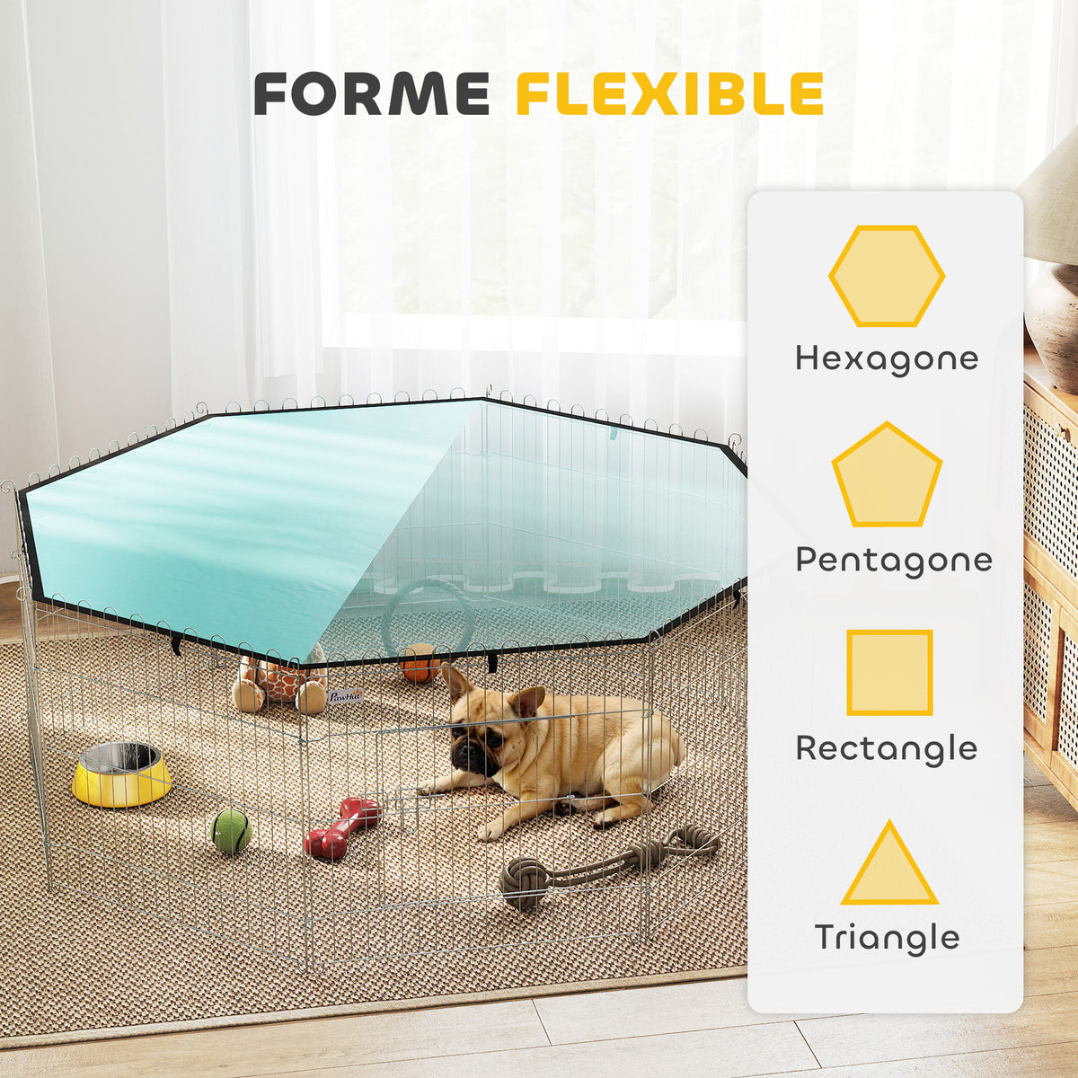 Parc pour chien 8 panneaux avec toit, 150 x 150 x 60 cm – parc pour chien | Rundavo