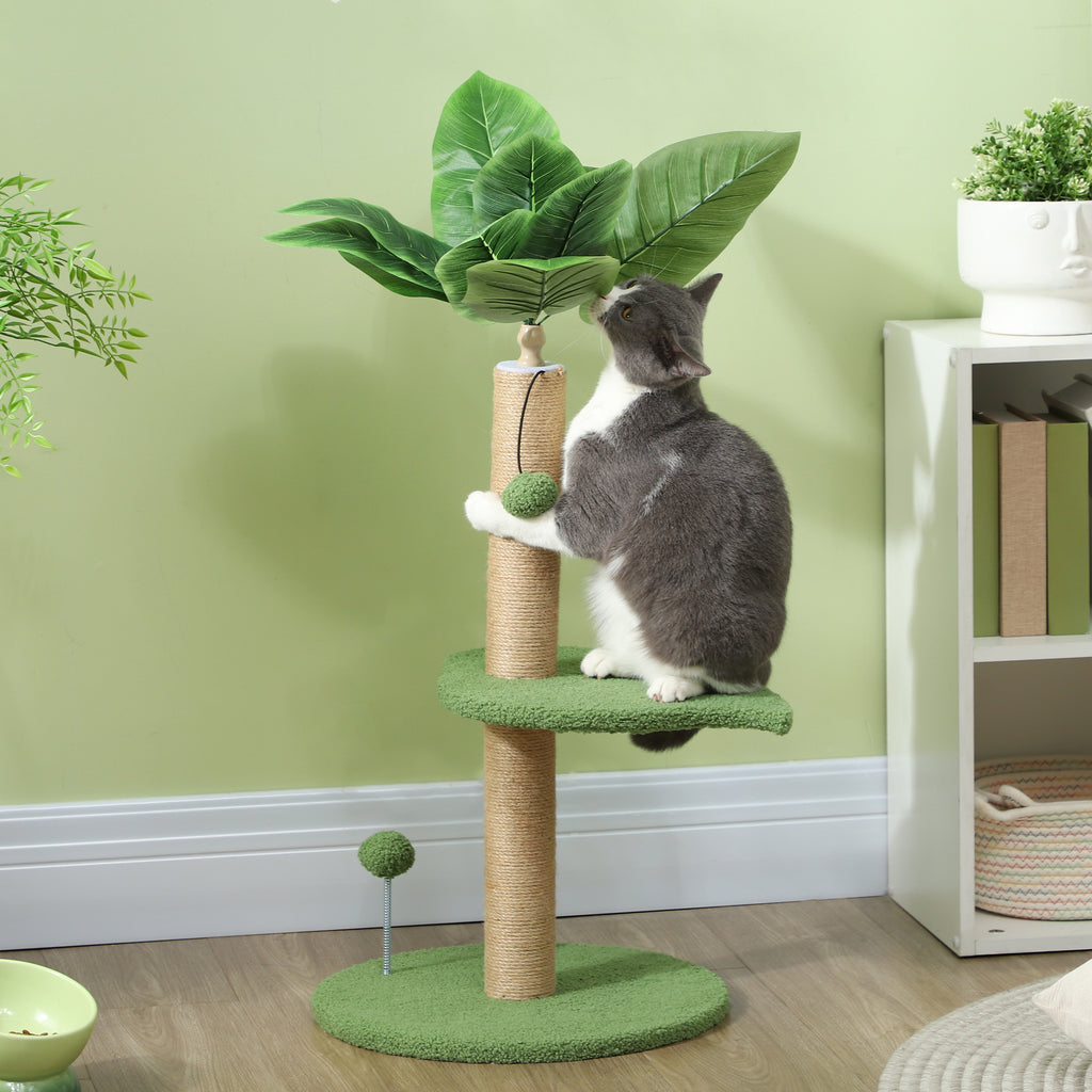 Arbre à chat 83 cm feuilles et griffoir en jute – griffoir pour chat | Rundavo