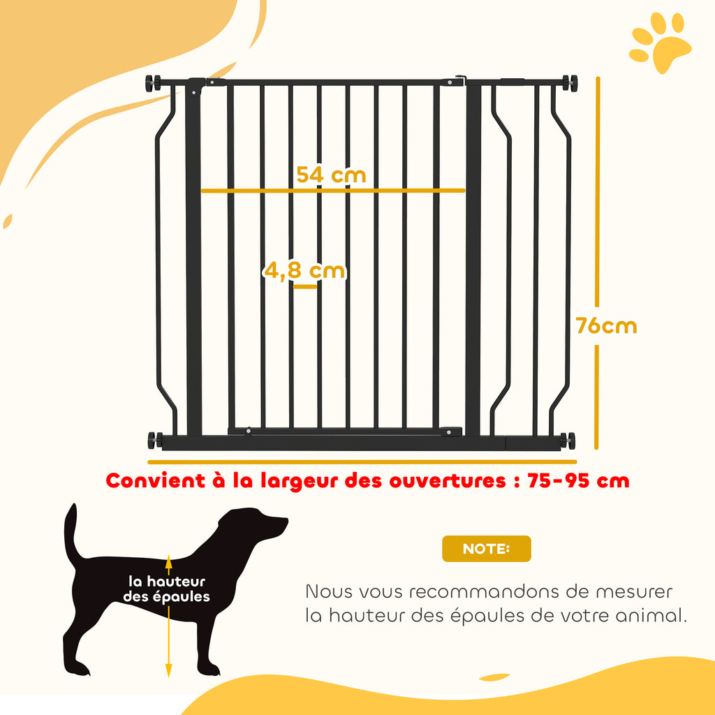 Barrière de sécurité chien à pression, 75-95 cm – barrière pour chien | Rundavo
