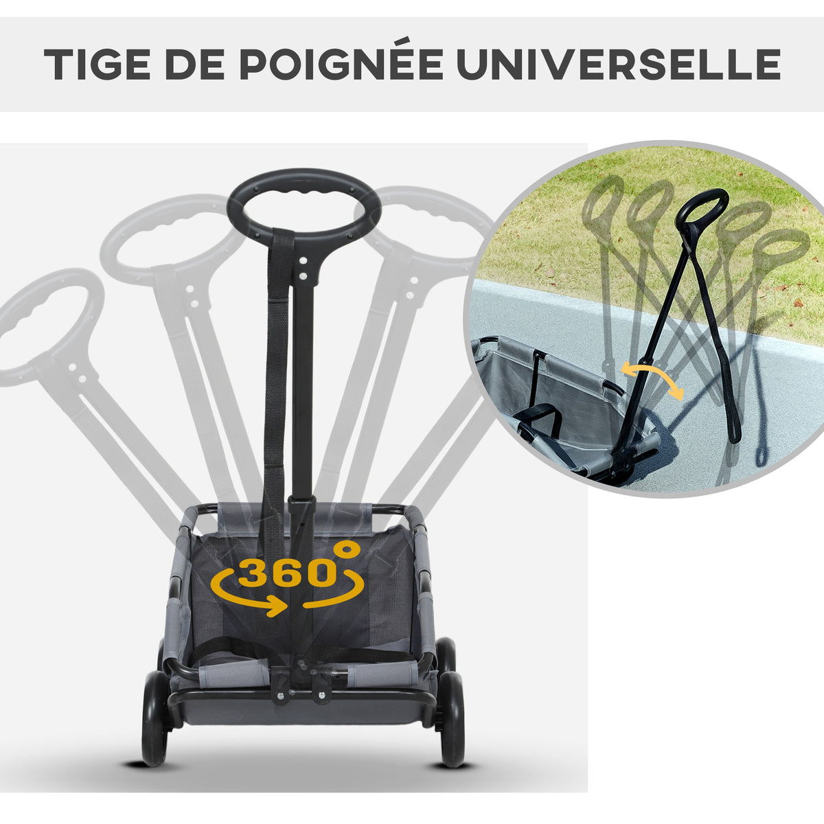 Chariot pliable ouvert pour petit chien, 4 roues – poussette pour chien | Rundavo
