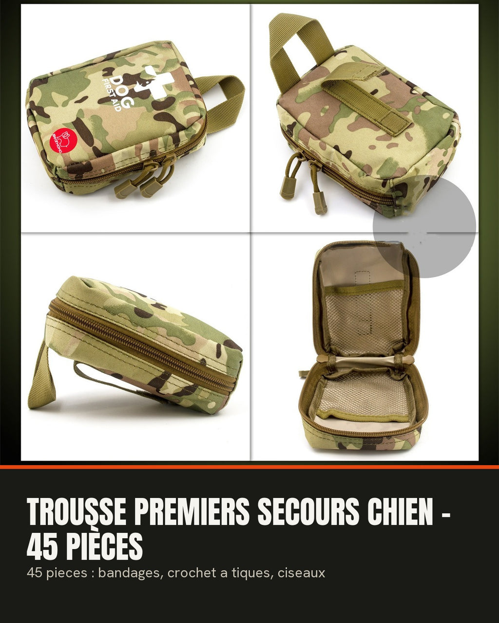 Trousse premiers secours chien – 45 pièces
