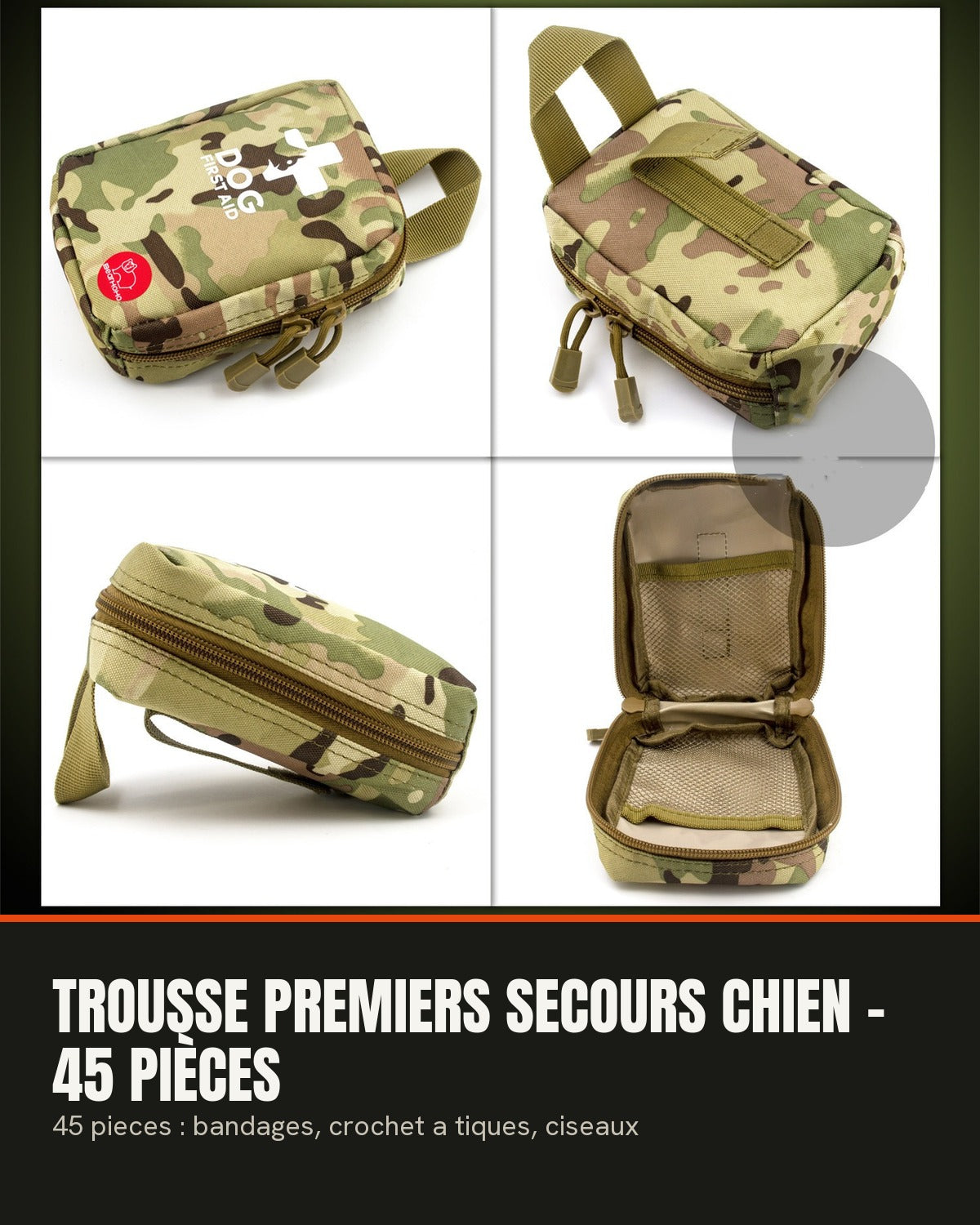 Trousse premiers secours chien – 45 pièces