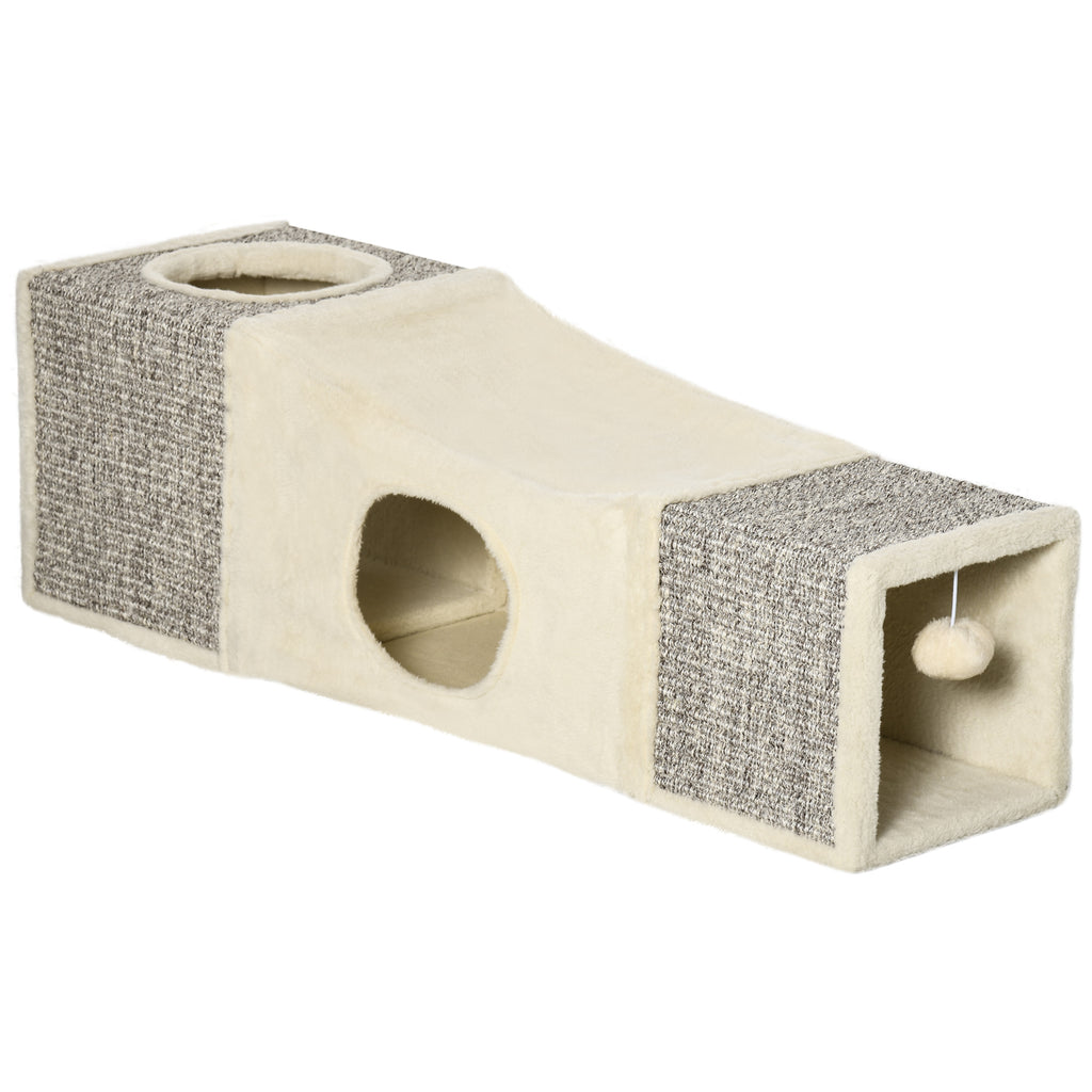 Tunnel pour chat en bois et sisal, 98 cm – jouet pour chat | Rundavo